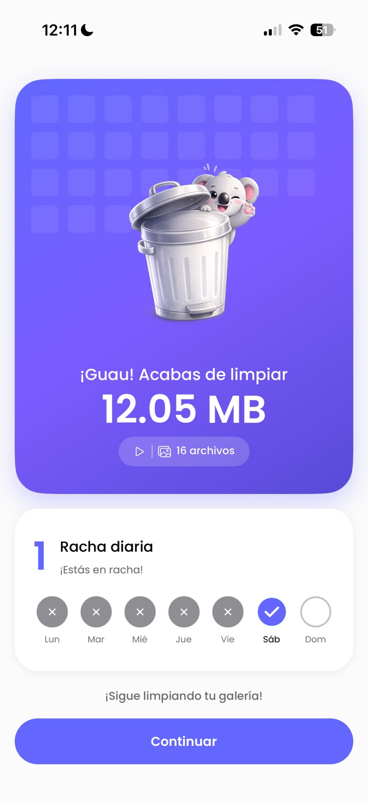 Khoala cleanup summary screen