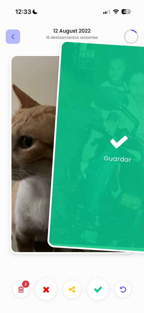 Khoala photo review screen swiping to keep